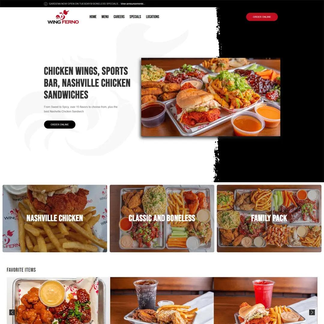 Wing Ferno web design