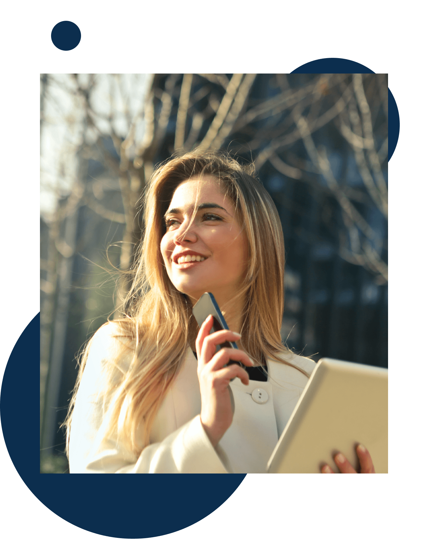 woman smiling with phone