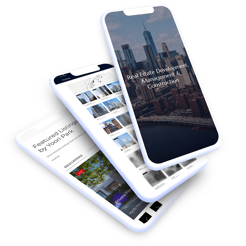 3 phones of web design showcase