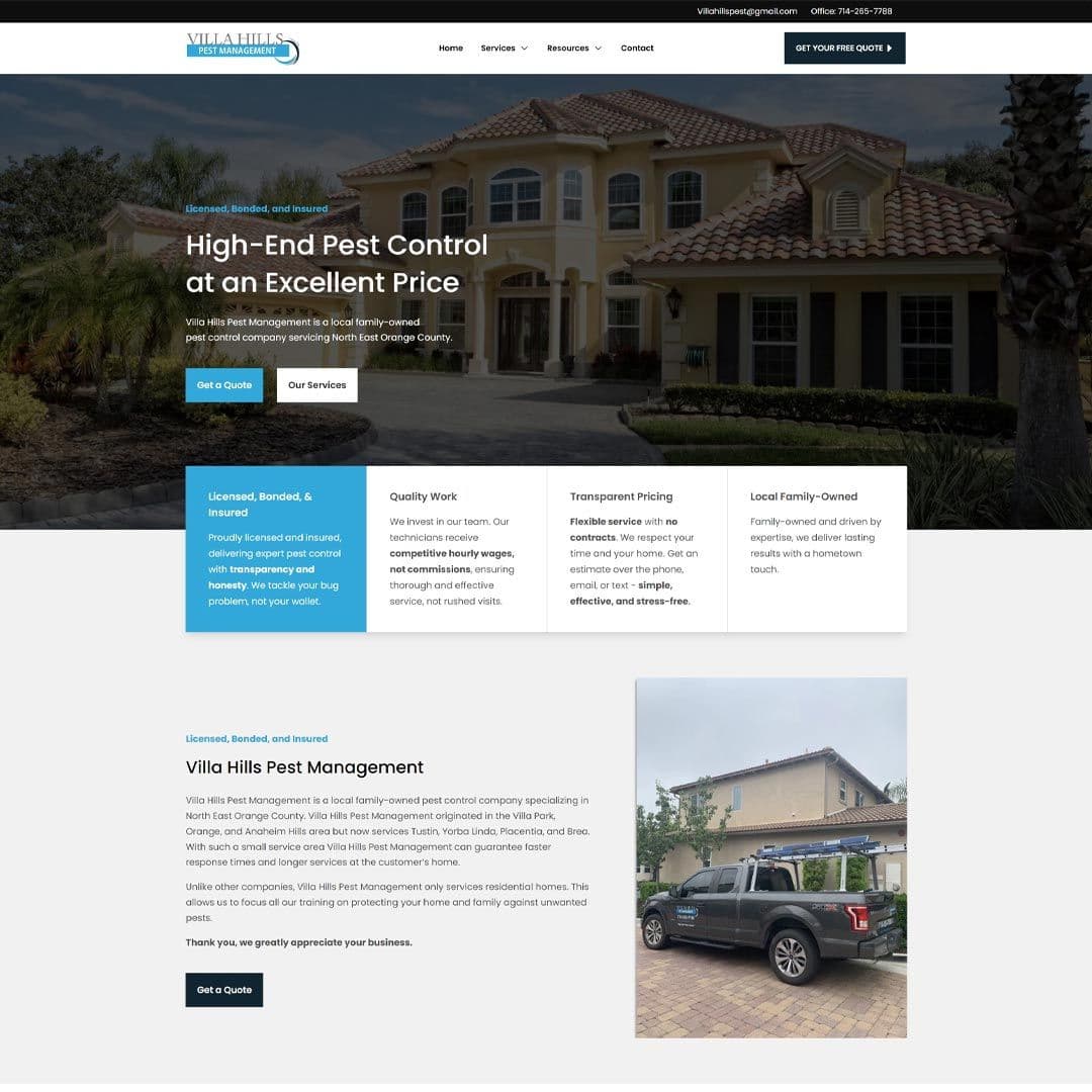 pest control web design
